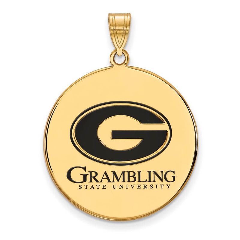 14k Gold Plated Silver Grambling State Xl Enamel Disc Pendant